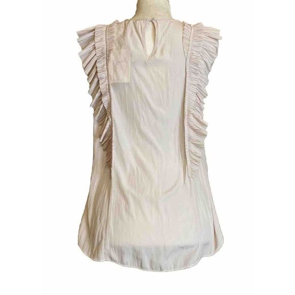 Joie Silk Pleated -Ruffle Blouse Top Size  L - Picture 2 of 15